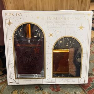 NEW!! Pink Sky Shimmer & Shine Bronze Shimmering Body Oil & Blending Brush